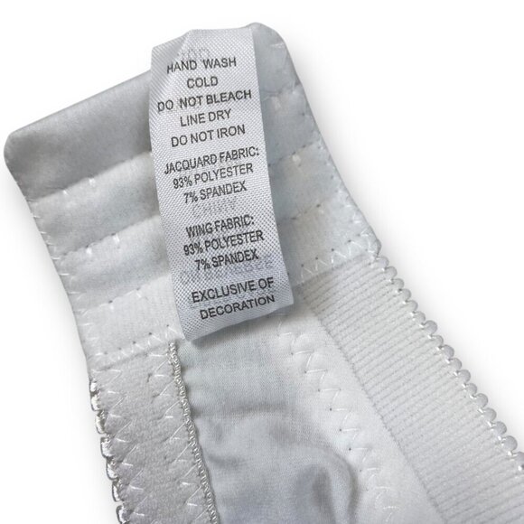 Womens Bra 40D White Floral Jaquarde Wirefree Adjustable Full Coverage Lingerie - Picture 7 of 7